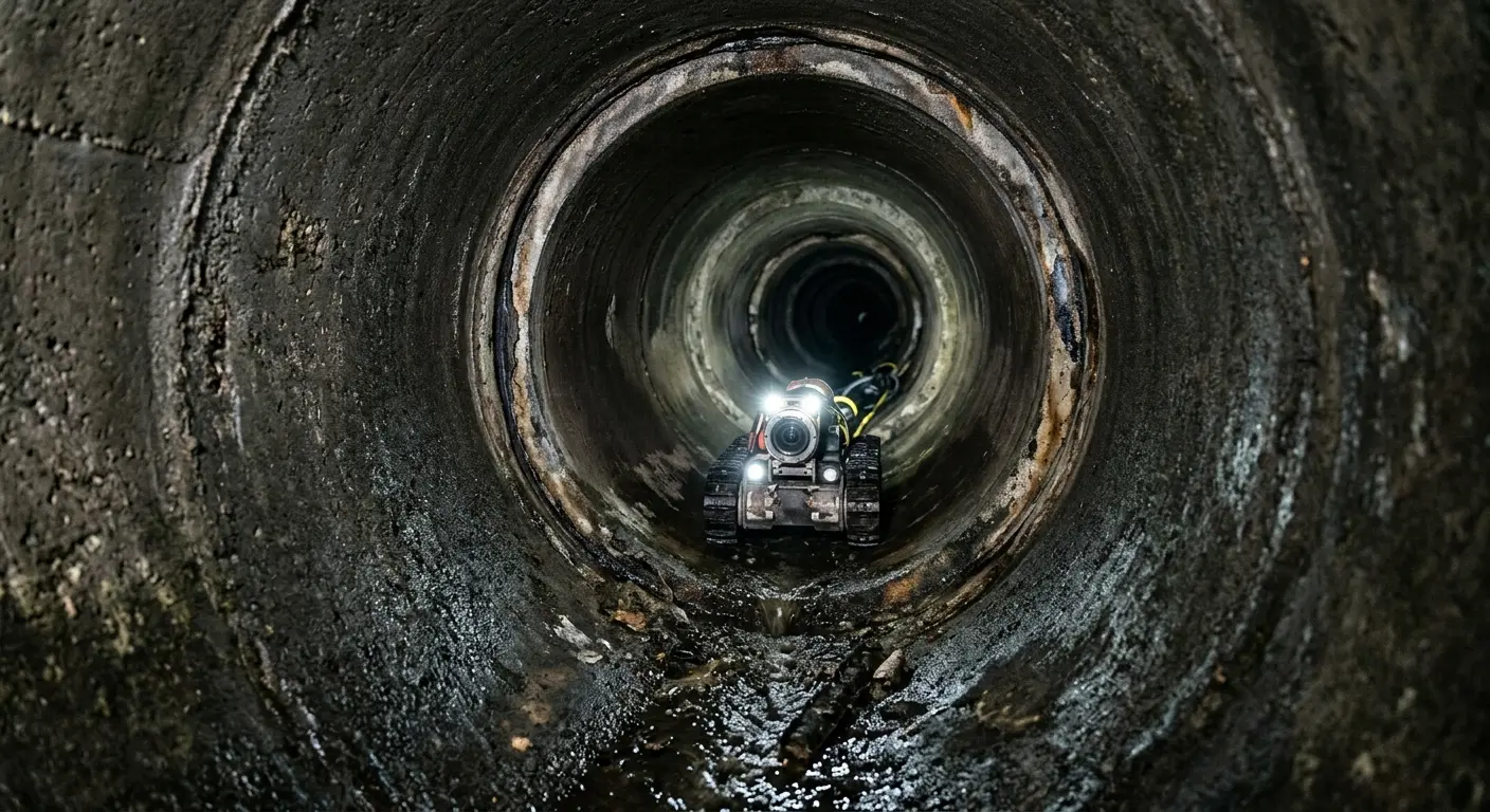 Robotic sewer camera inspecting pipe interior for Drain Snake Service in Thousand Oaks